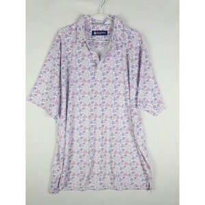 Donald Ross Sportswear Fireworks Print Golf Polo Mens L White Red Blue Country C